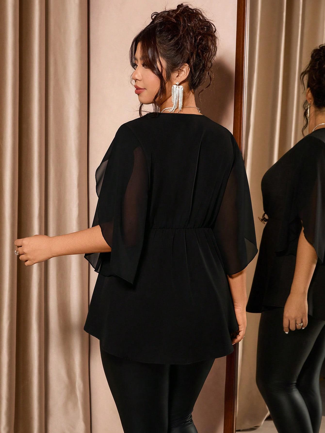 czarna bluzka v-neck