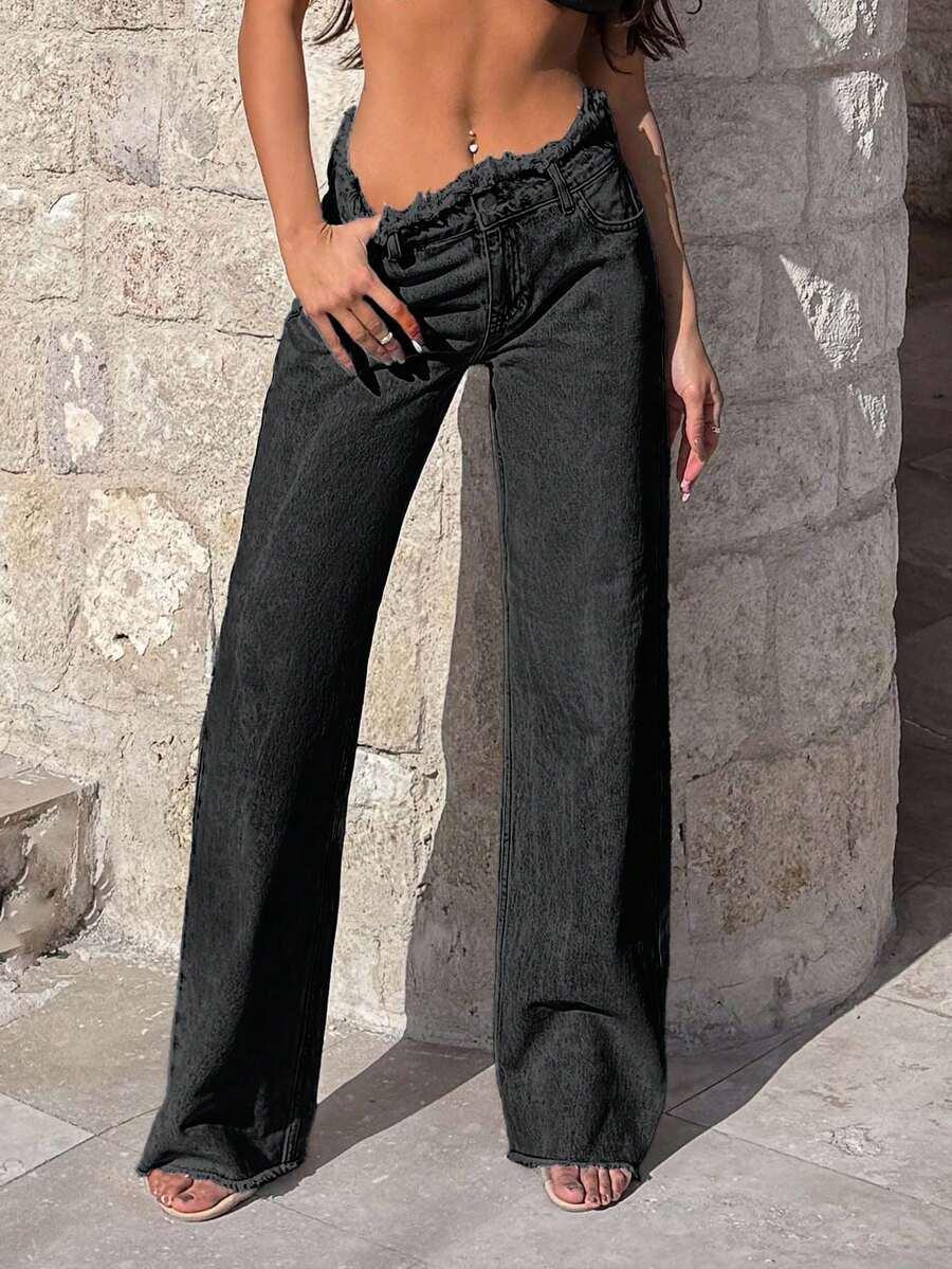 CZARNE SPODNIE JEANS