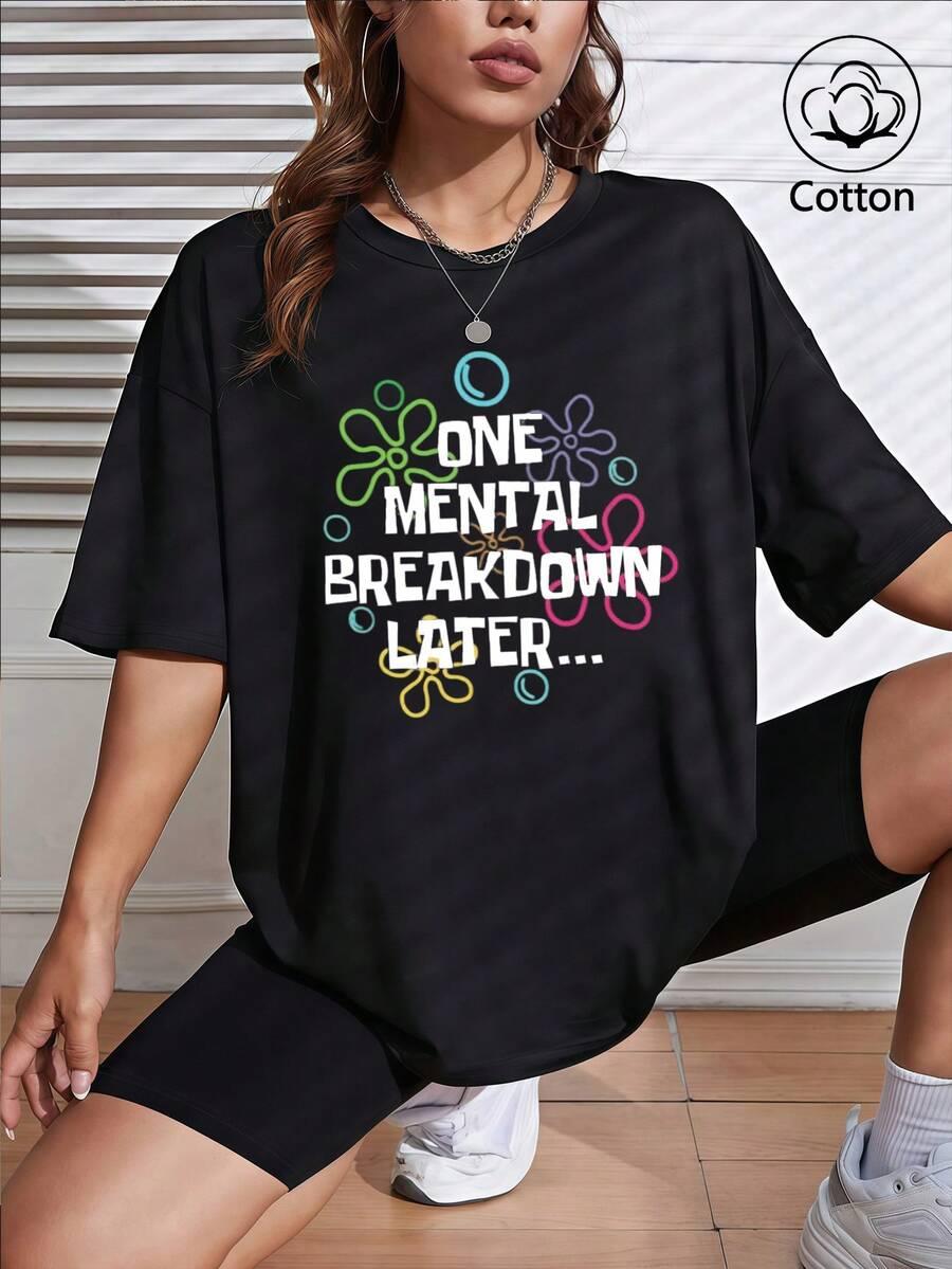 CZARNY T-SHIRT okrągły dekolt