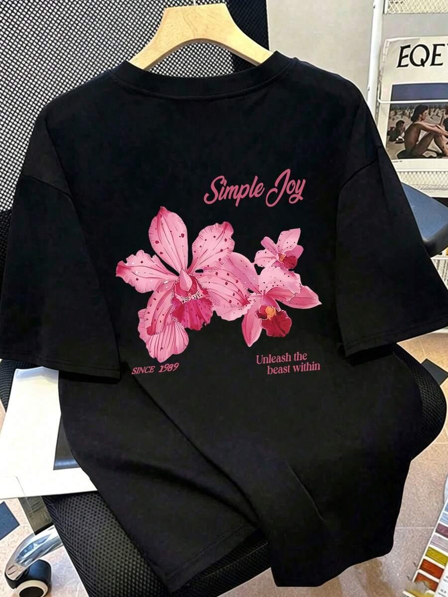 czarny t-shirt wzór