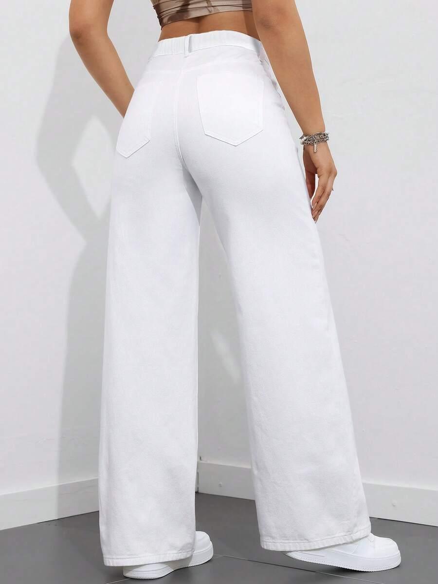BIAŁE SPODNIE JEANS