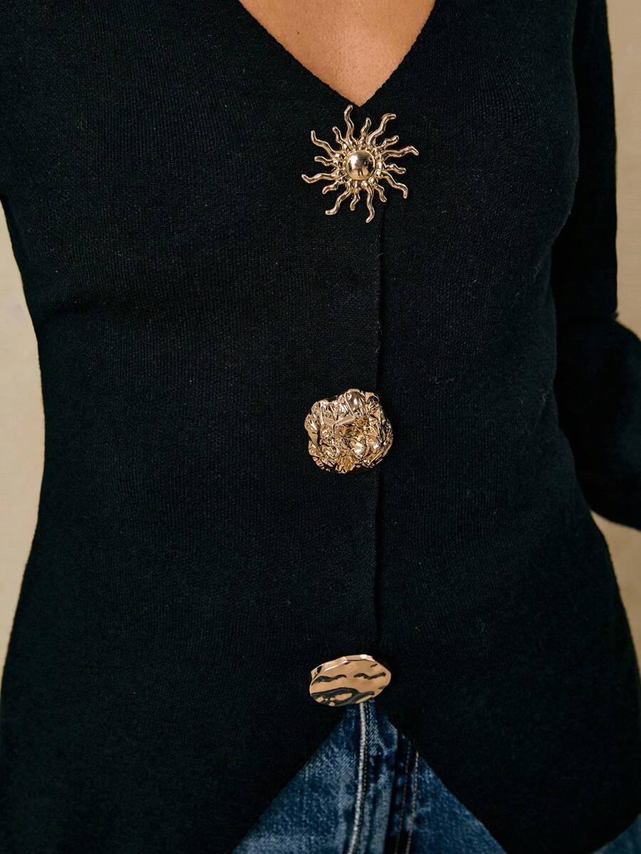 CZARNY SWETER V NECK 