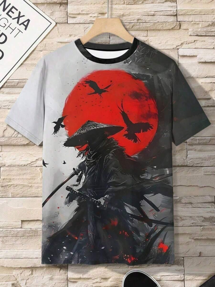 t-shirt wzór okrągły dekolt