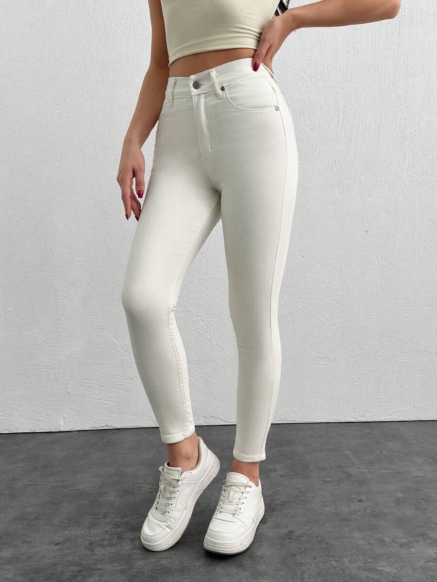 BIAŁE SPODNIE JEANS