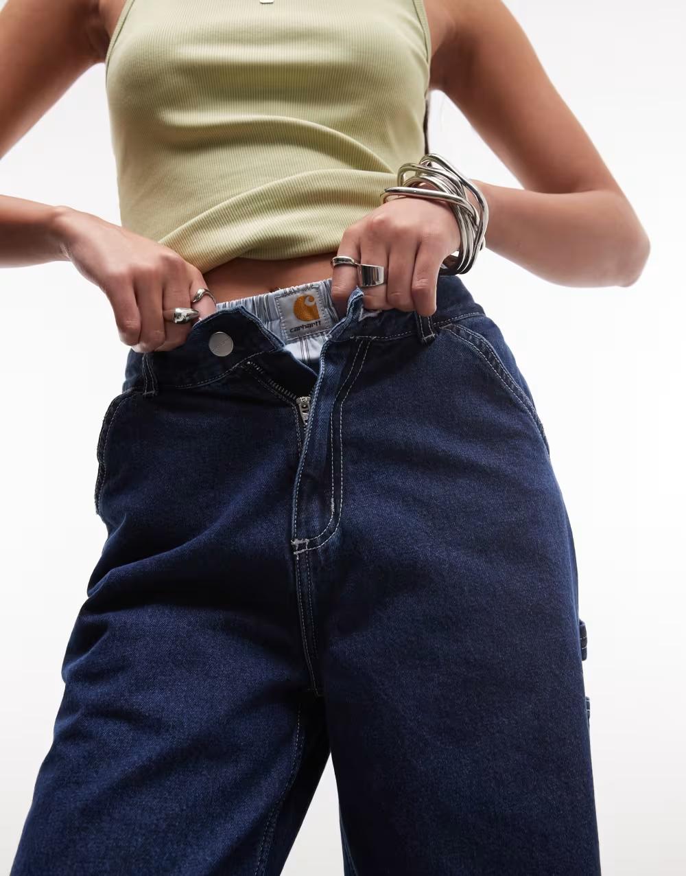 GRANATOWE PROSTE SPODNIE JEANS