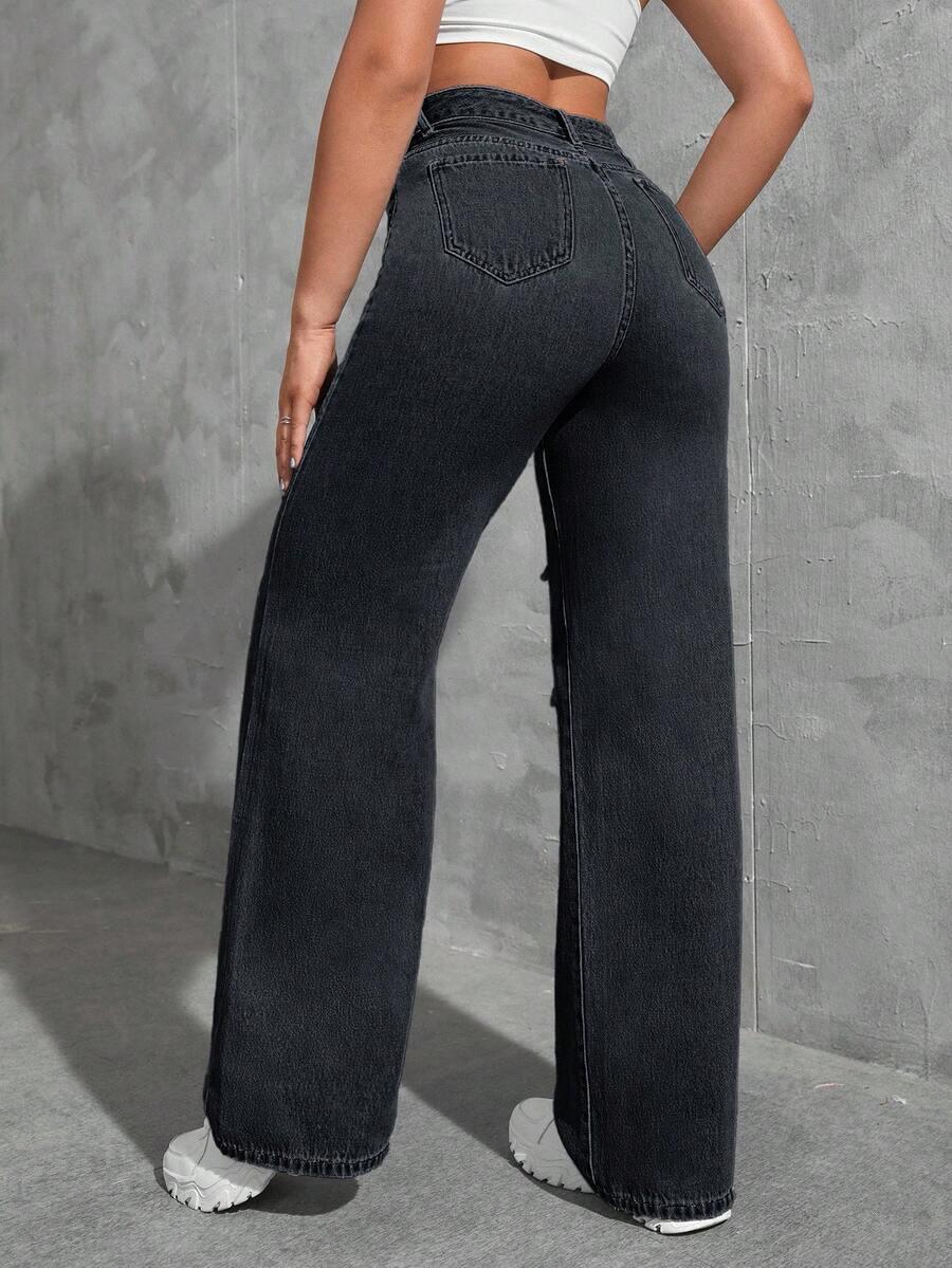 CZARNE SPODNIE JEANS