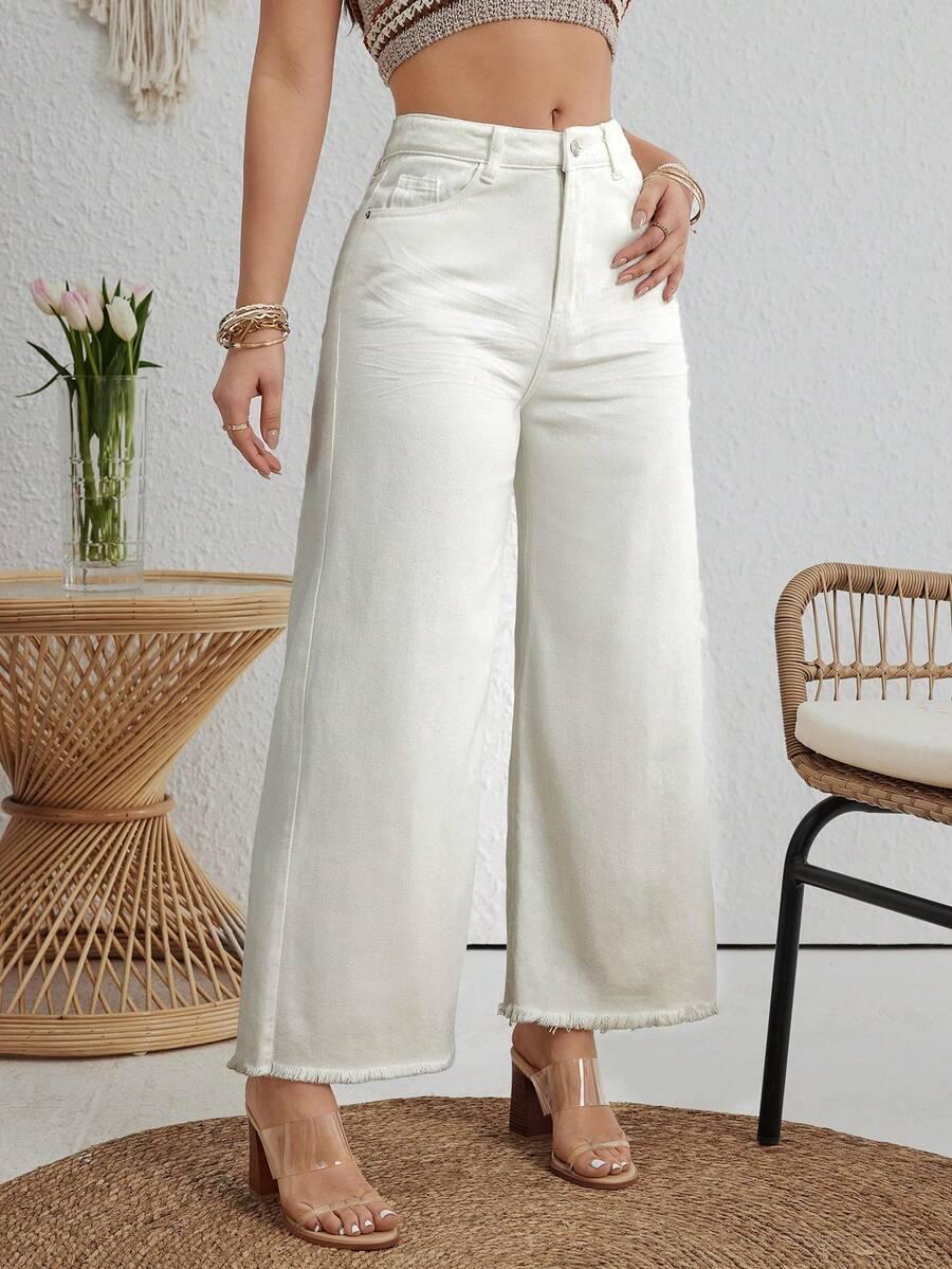 BEŻOWE SPODNIE JEANS