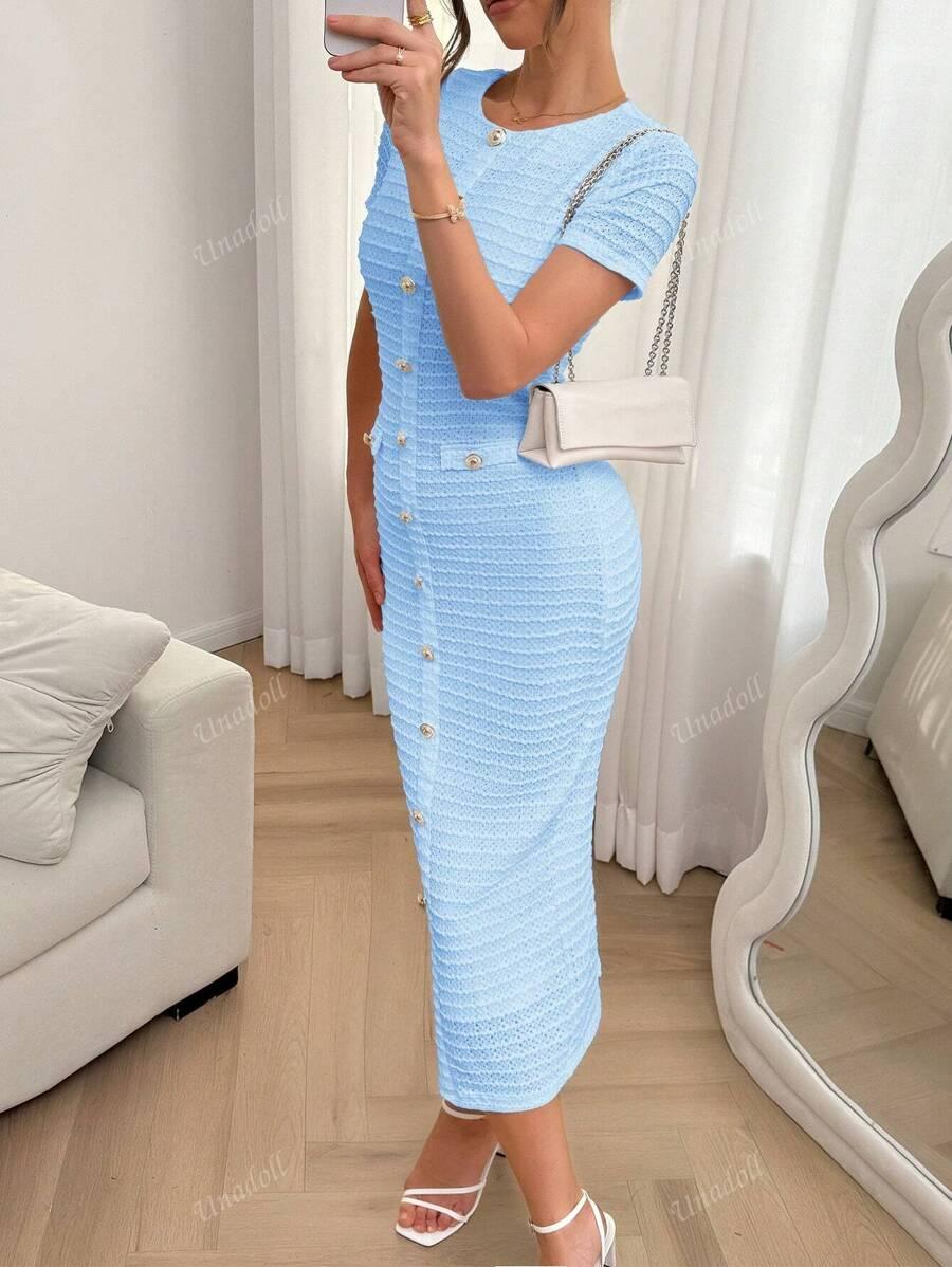 NIEBIESKA MIDI SUKIENKA