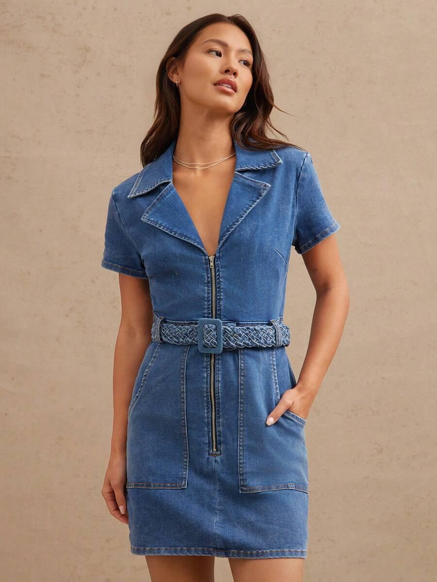 niebieska mini sukienka