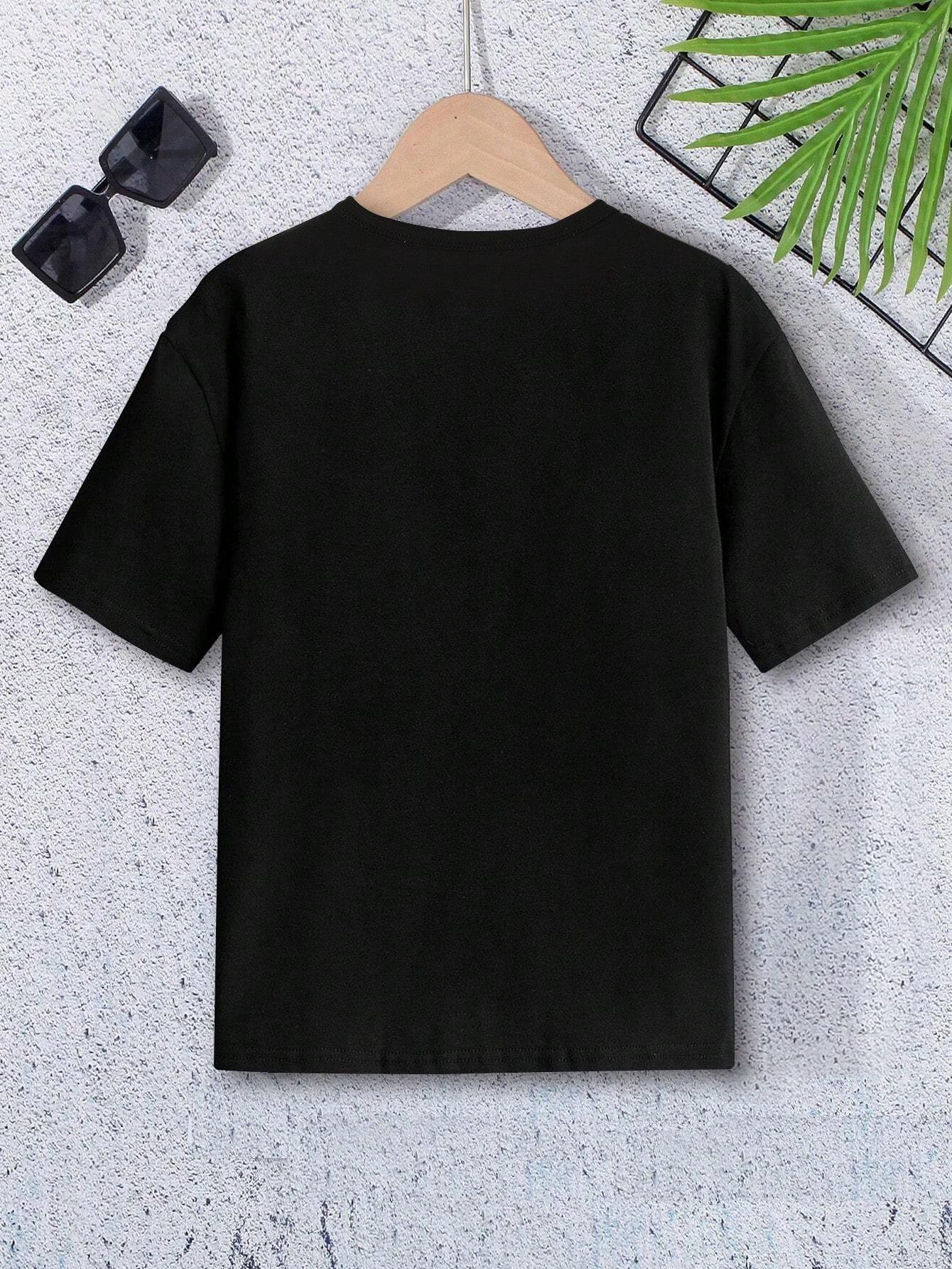 CZARNY T-SHIRT NADRUK
