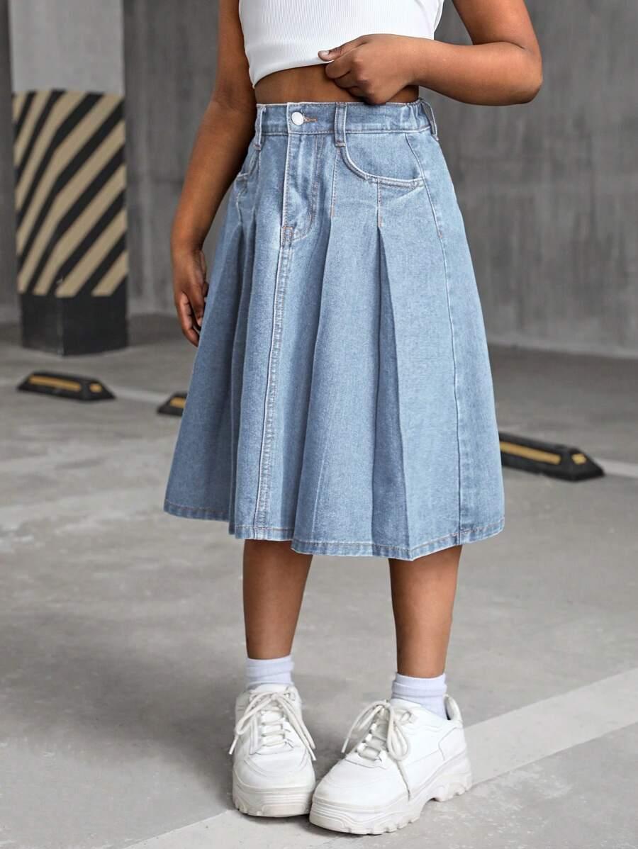niebieska spódnica jeans 