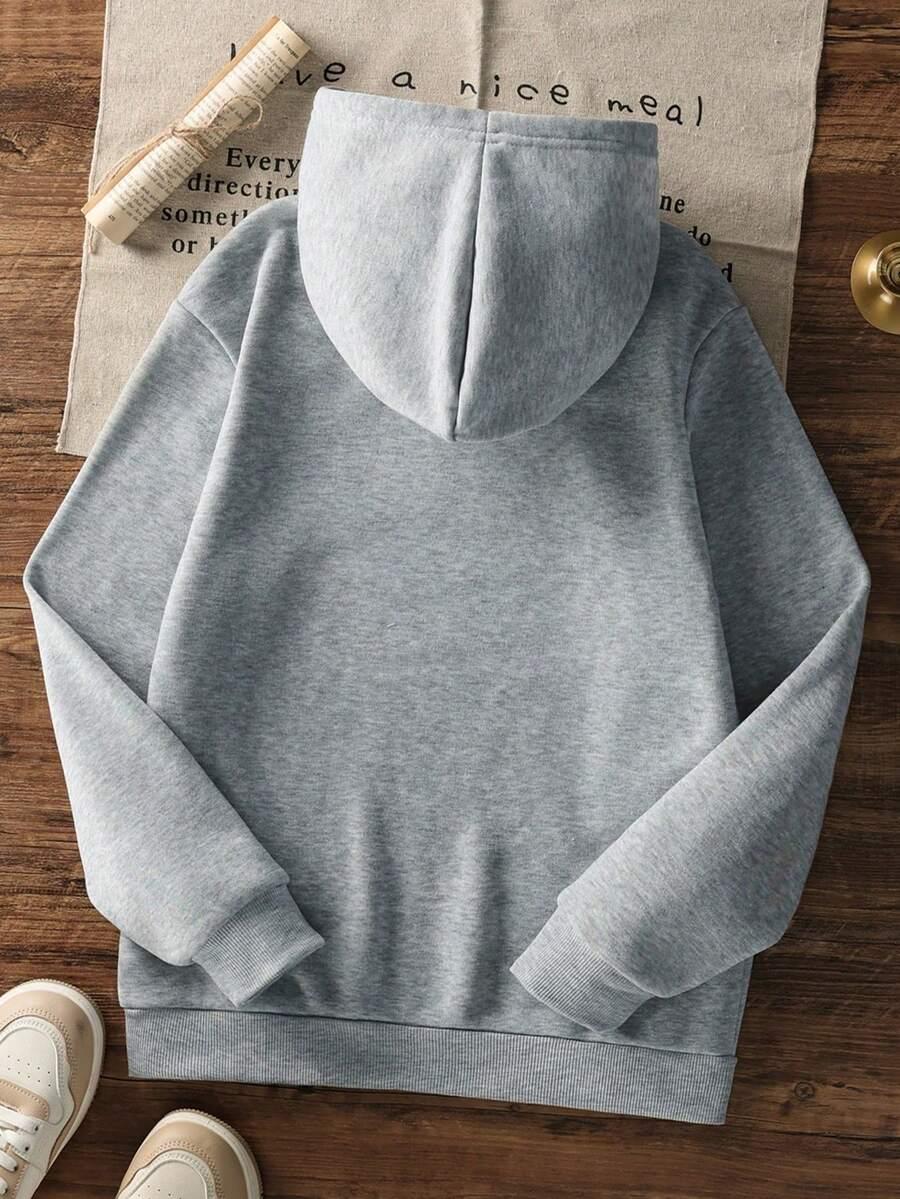 SZARA BLUZA Z KAPTUREM PRINT 