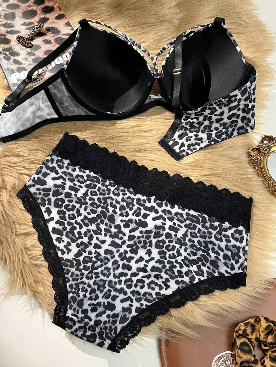 biustonosz majtki komplet animal print