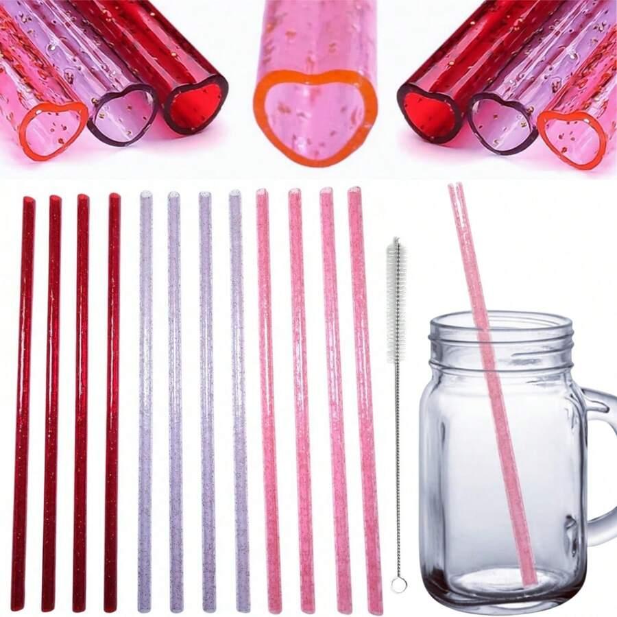SŁOMKI W KSZTAŁCIE SERCA SZCZOTECZKA DO CZYSZCZENIA 12-PACK