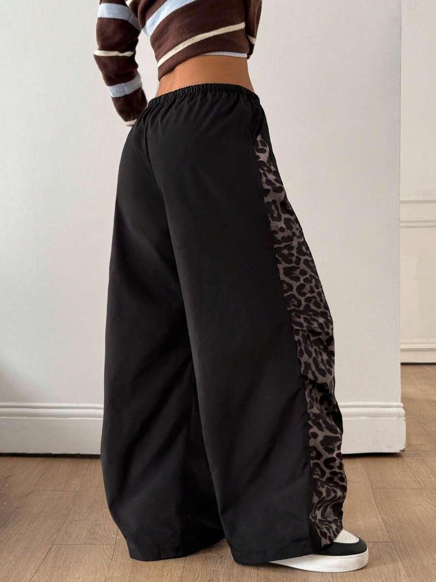 SPODNIE SZEROKA NOGAWKA ANIMAL PRINT