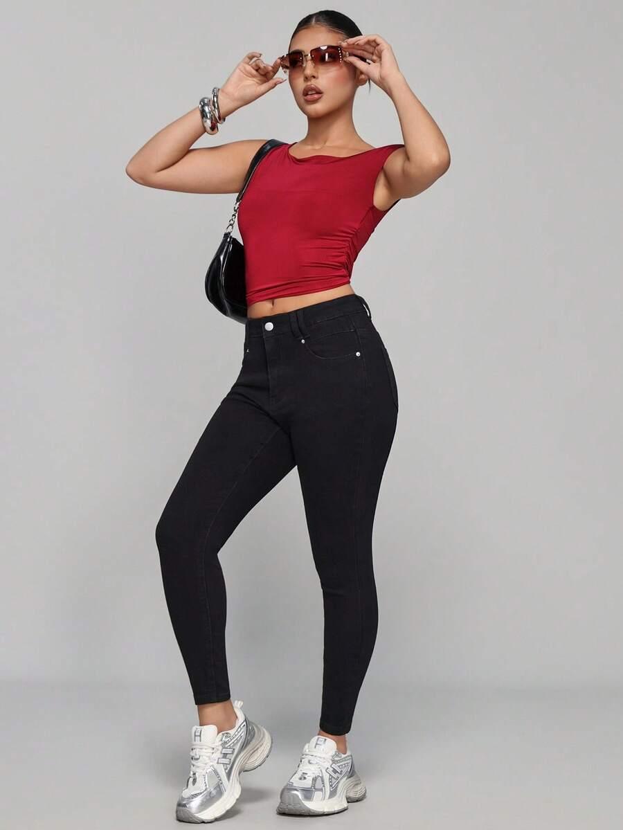 CZARNE SPODNIE JEANS