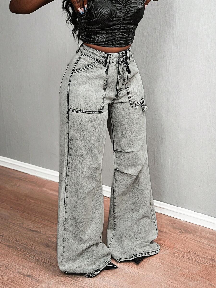 JEANSY Z SZEROKĄ NOGAWKĄ
