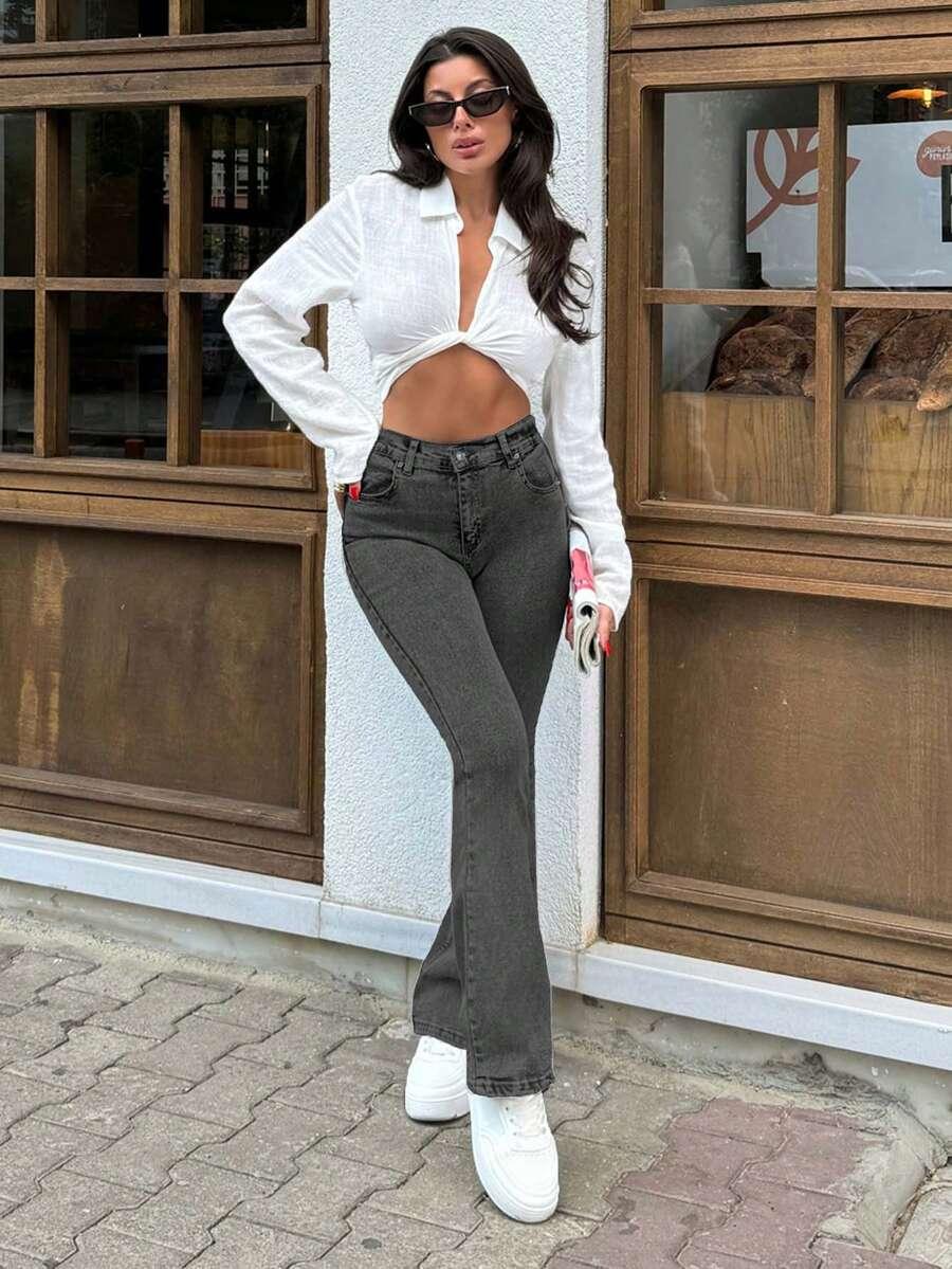 SZARE SPODNIE JEANS 