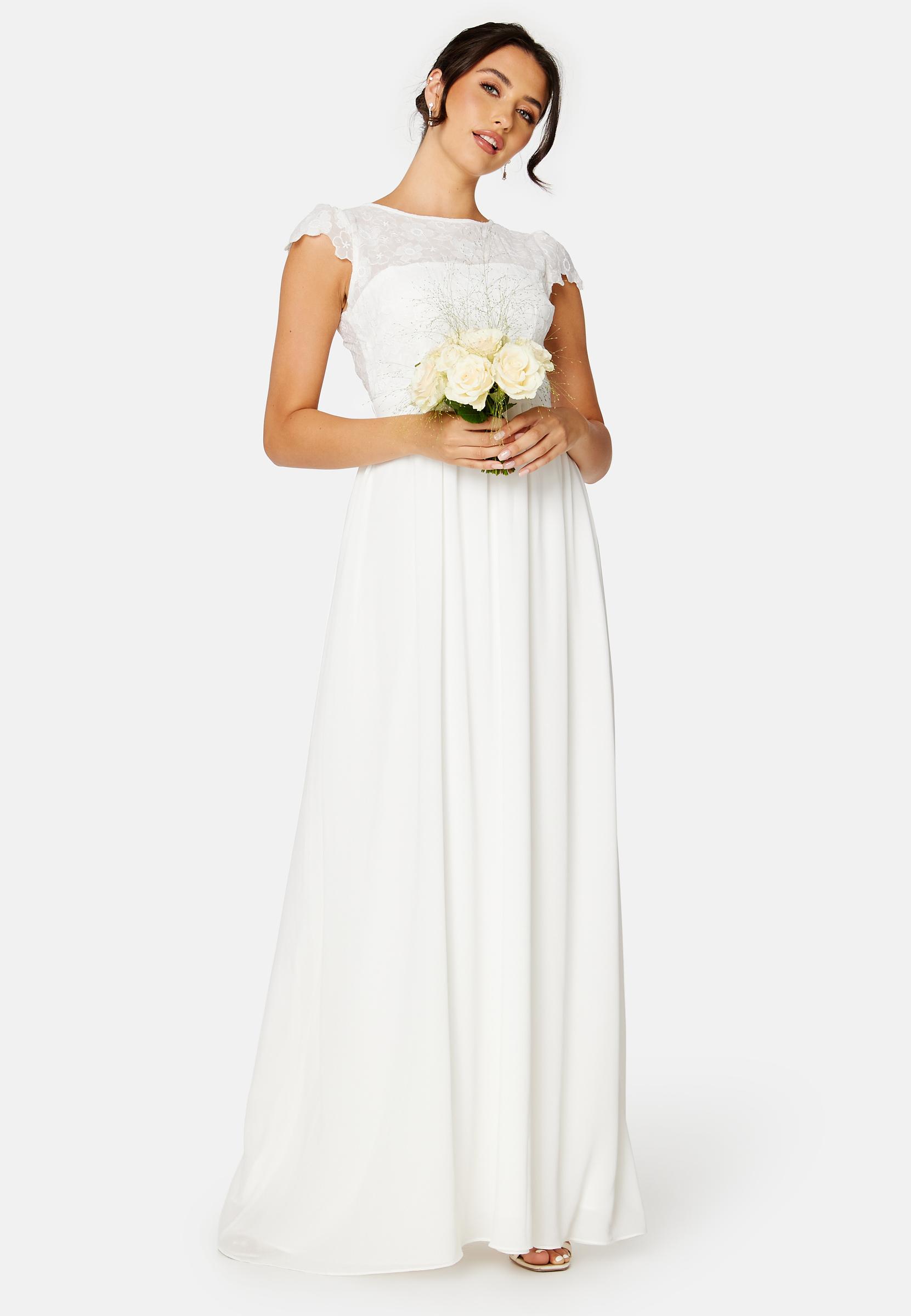 biała suknia ślubna nikolette koronka kwiaty