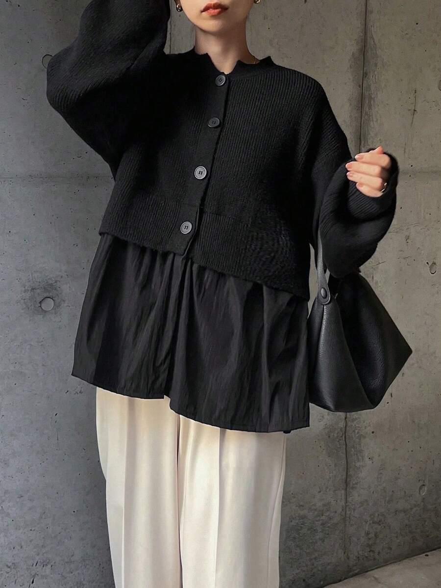  SWETER ROZPINANY CZARNY 