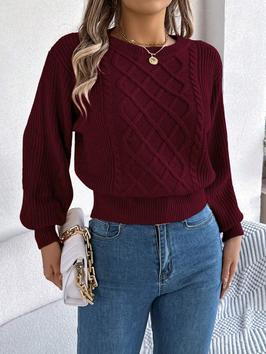 bordowy sweter splot