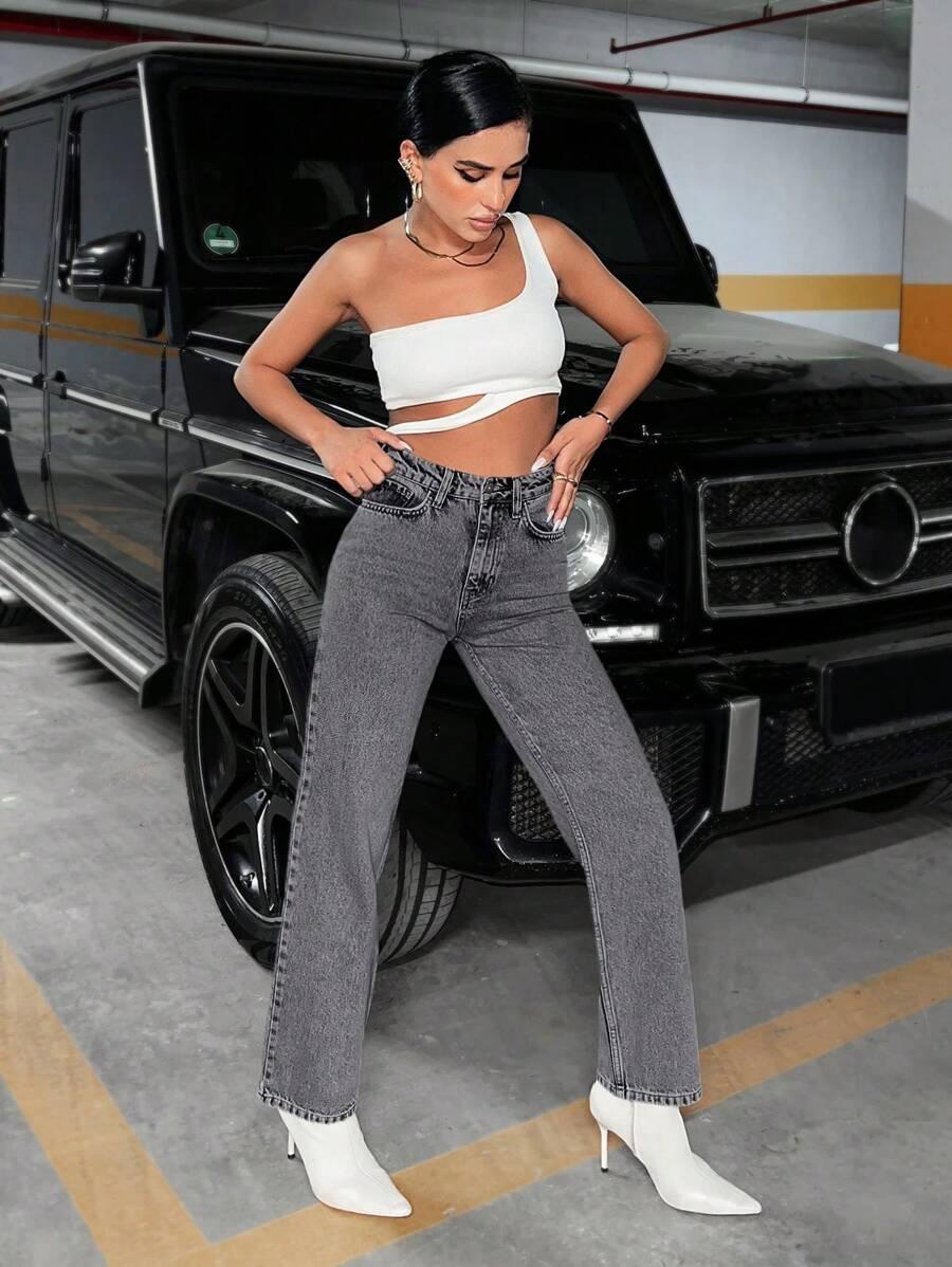 SZARE SPODNIE JEANS 