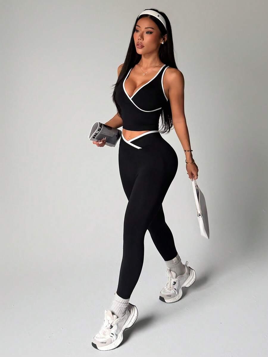 czarne legginsy casual