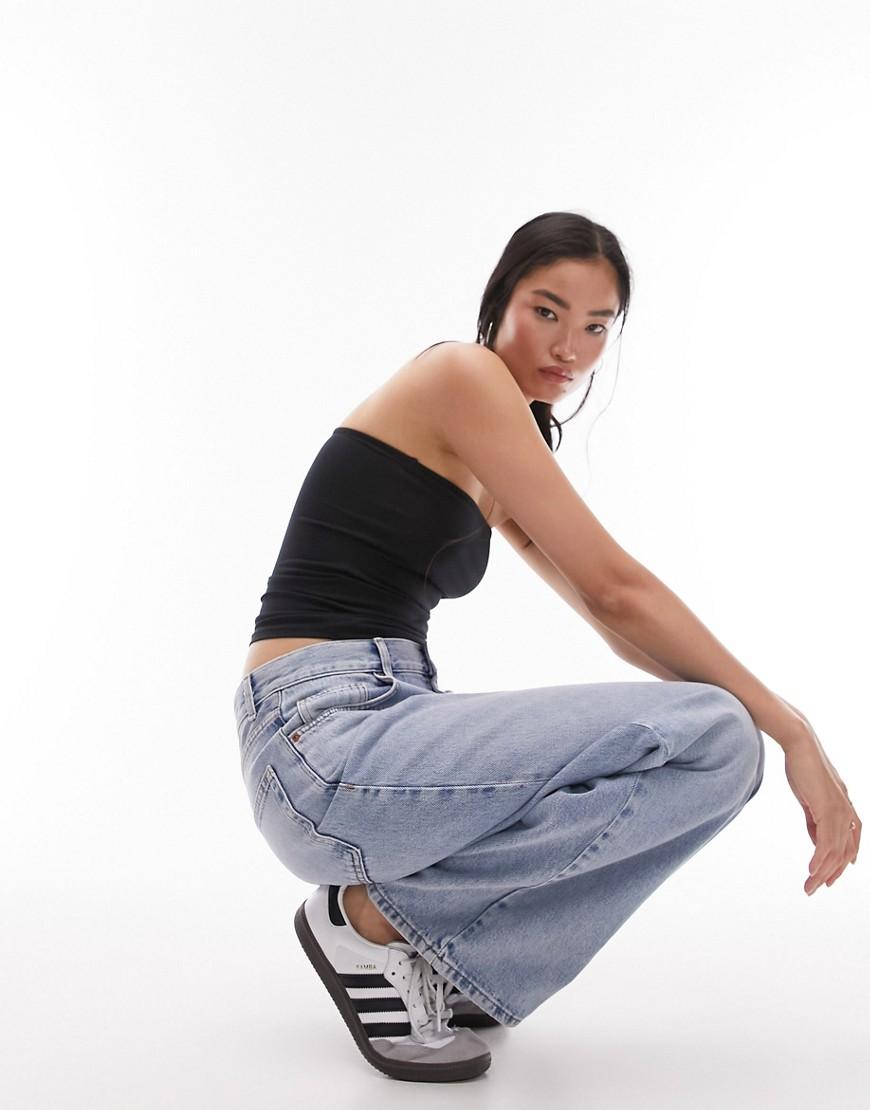CZARNY BANDAŻOWY CROP TOP ODKRYTE RAMOONA