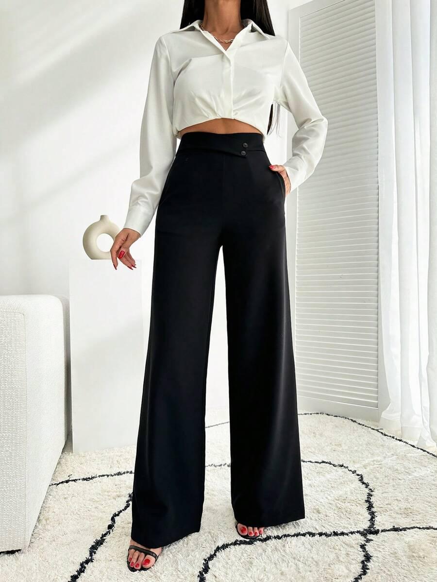 CZARNE ELEGANCKIE SPODNIE