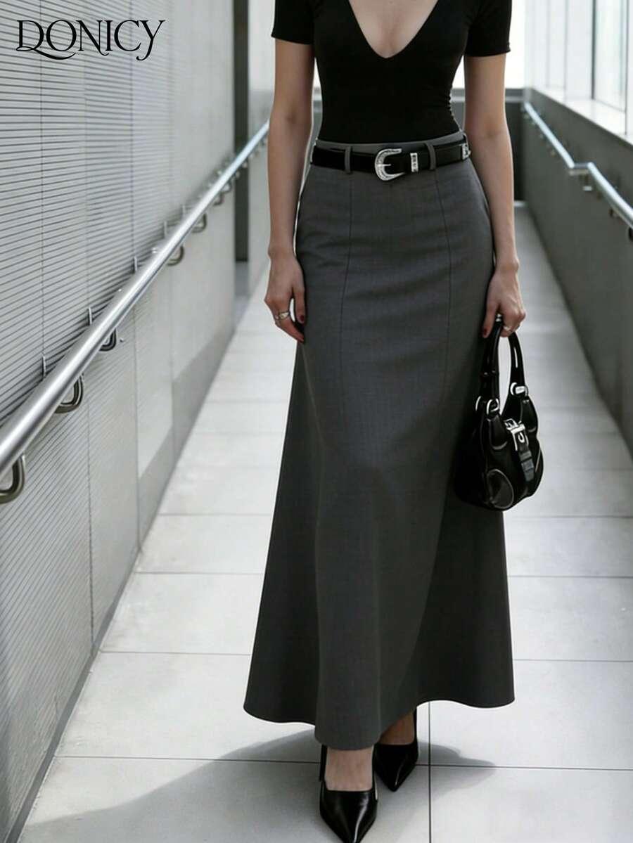szara maxi spódnica 