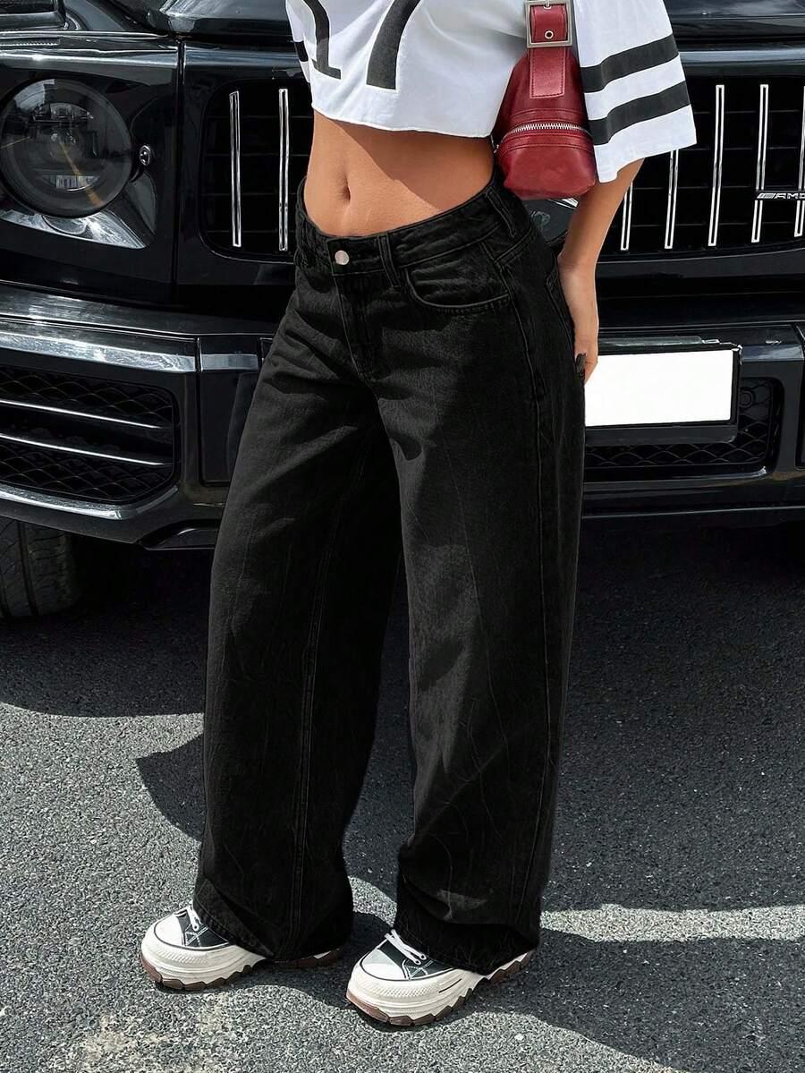 CZARNE SPODNIE JEANS