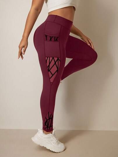 czerwone legginsy siateczka 