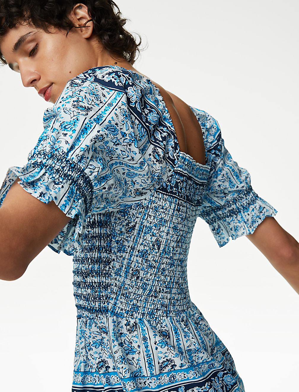 SUKIENKA KRÓTKI RĘKAW PRINT T42-7802-E4