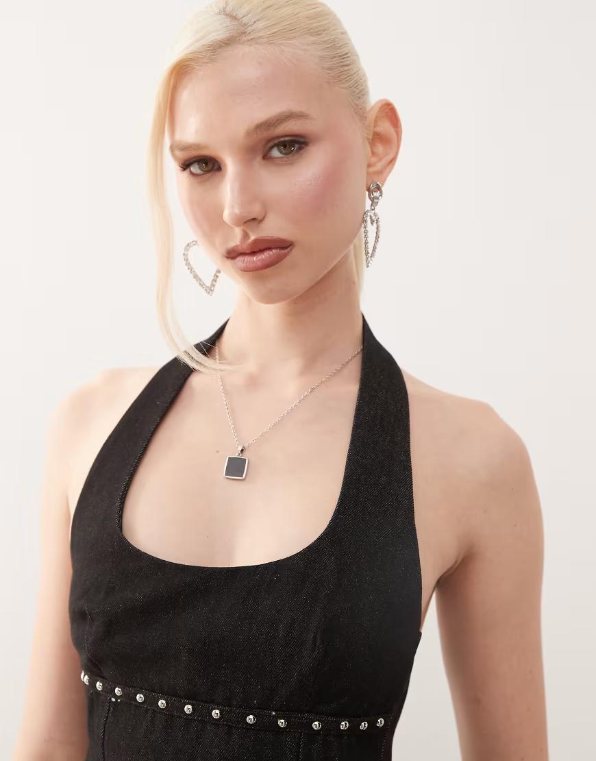 czarny jeansowy top