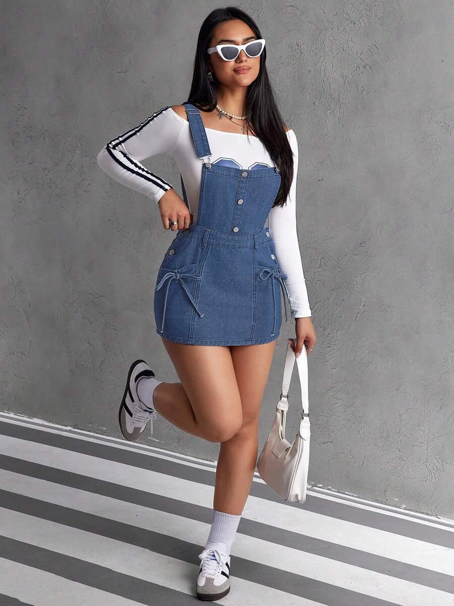 niebieska spódnica ogrodniczka jeans