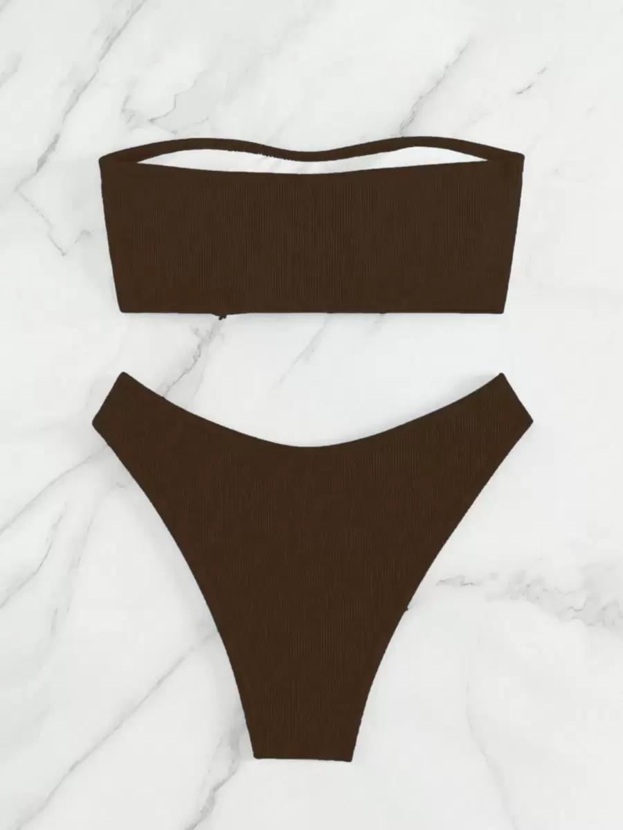 brązowy prążkowany dół od bikini 