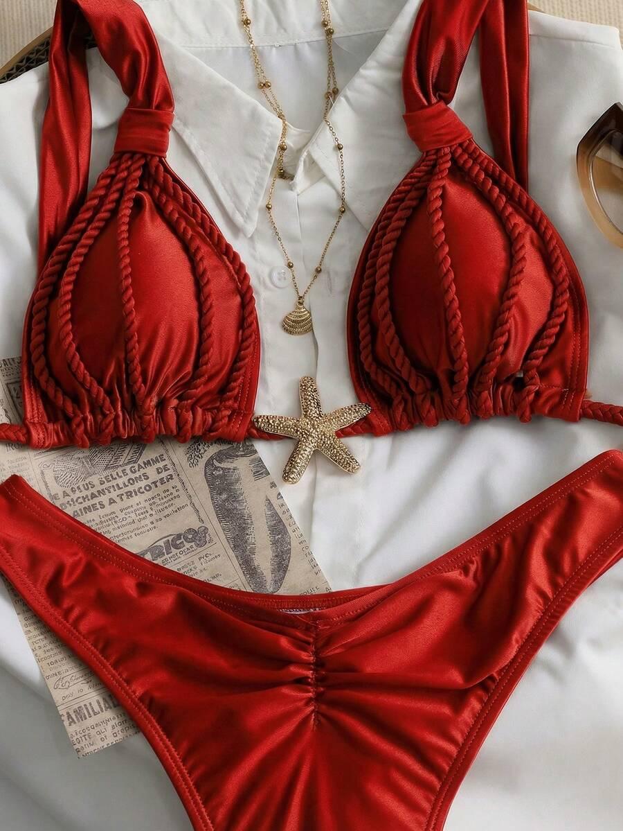 czerwony komplet bikini 