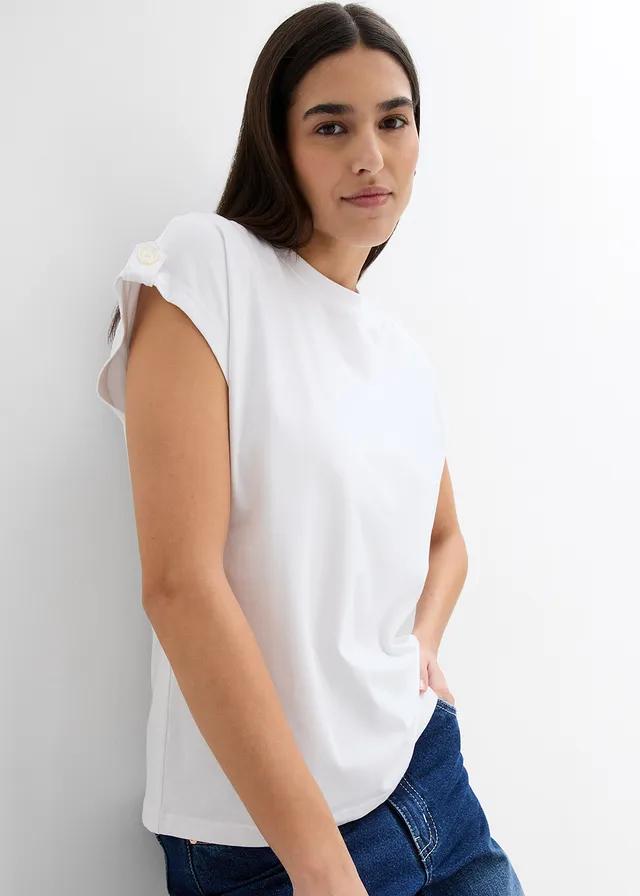 BIAŁY T-SHIRT OKRĄGŁY DEKOLT