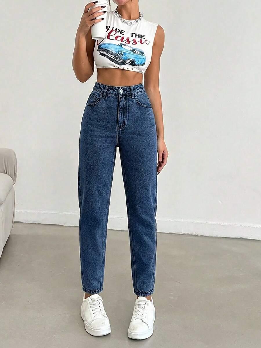 GRANATOWE SPODNIE JEANS