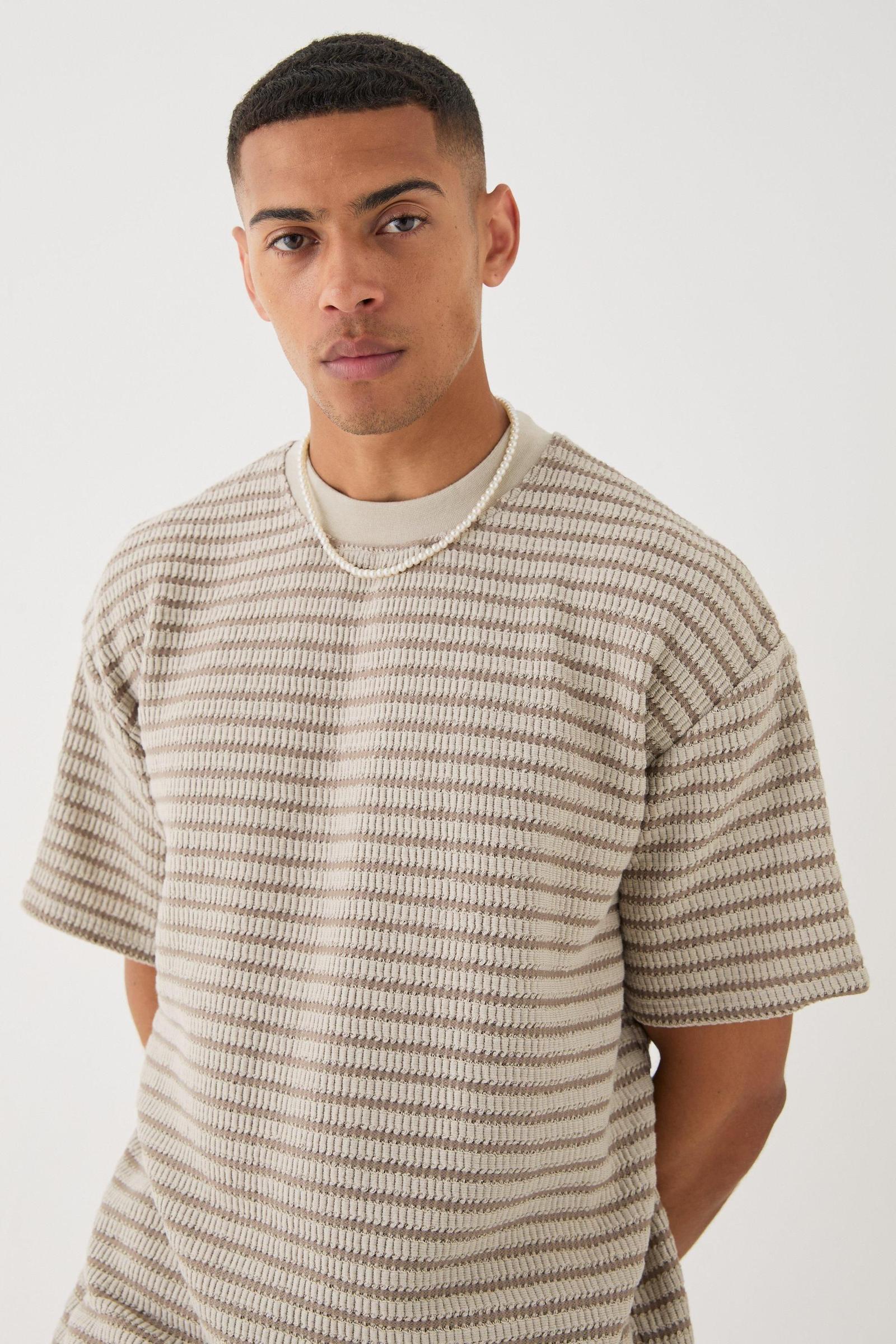 DZIANINOWY T-SHIRT TEKSTURA