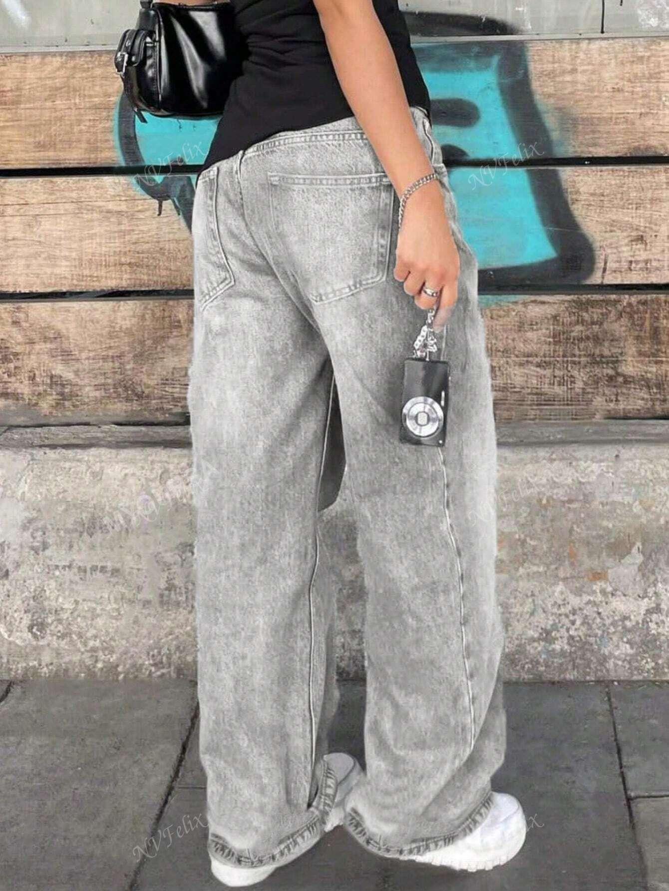 SZARE JEANSY KIESZENIE 