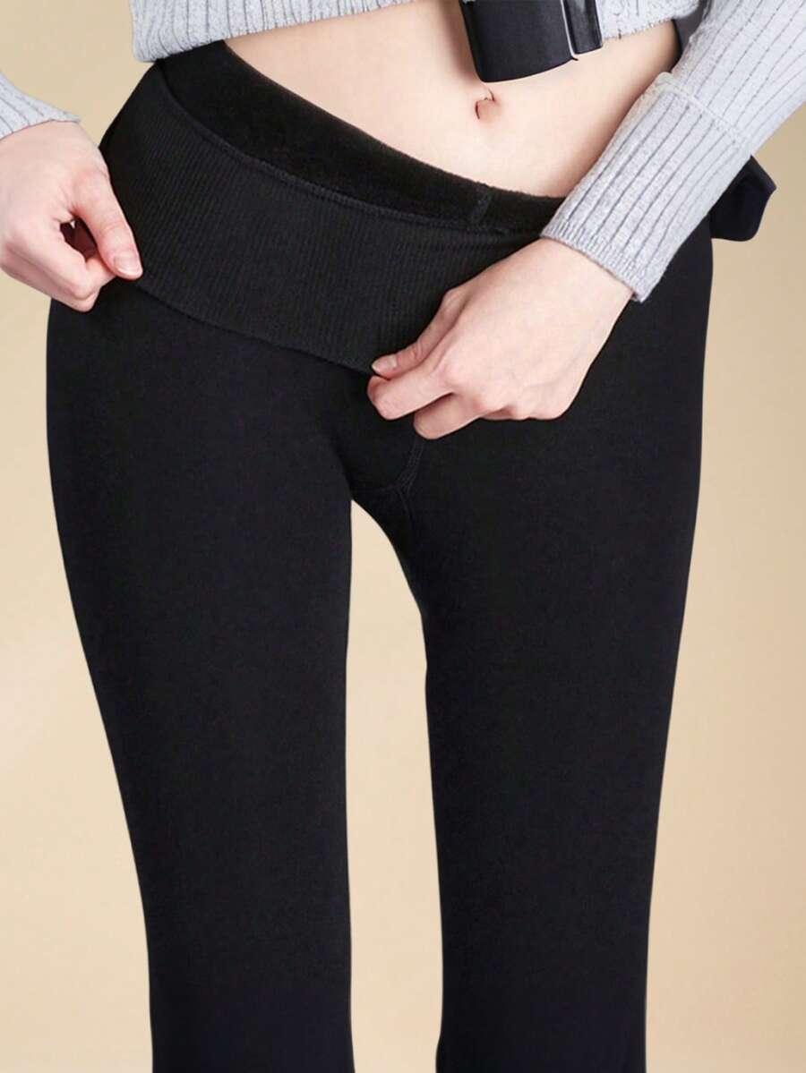 czarne ocieplane legginsy 