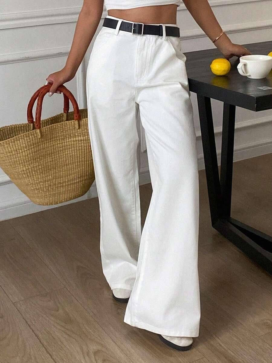 BIAŁE SPODNIE JEANS