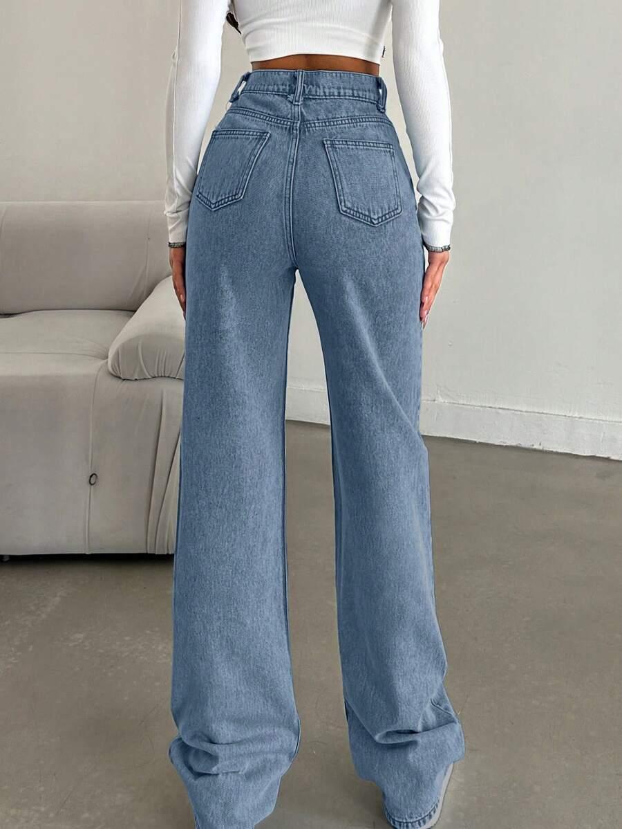 NIEBIESKIE SPODNIE JEANS WYSOKI STAN