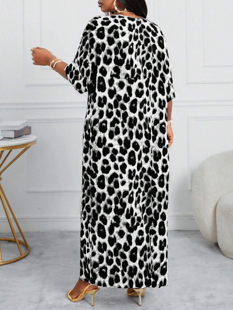 MAXI SUKIENKA V-NECK animal print