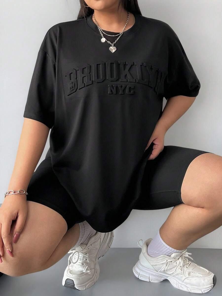 CZARNY T-SHIRT OKRĄGŁY DEKOLT 