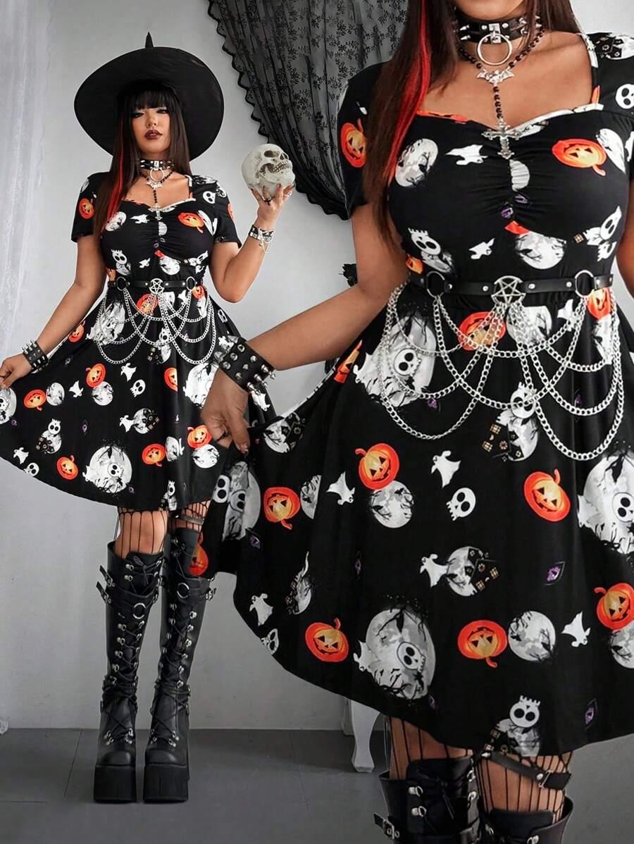SUKIENKA ROZKLOSZOWANA Z MOTYWEM HALLOWEEN