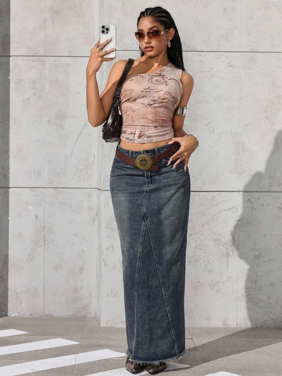 niebieska spódnica jeans 