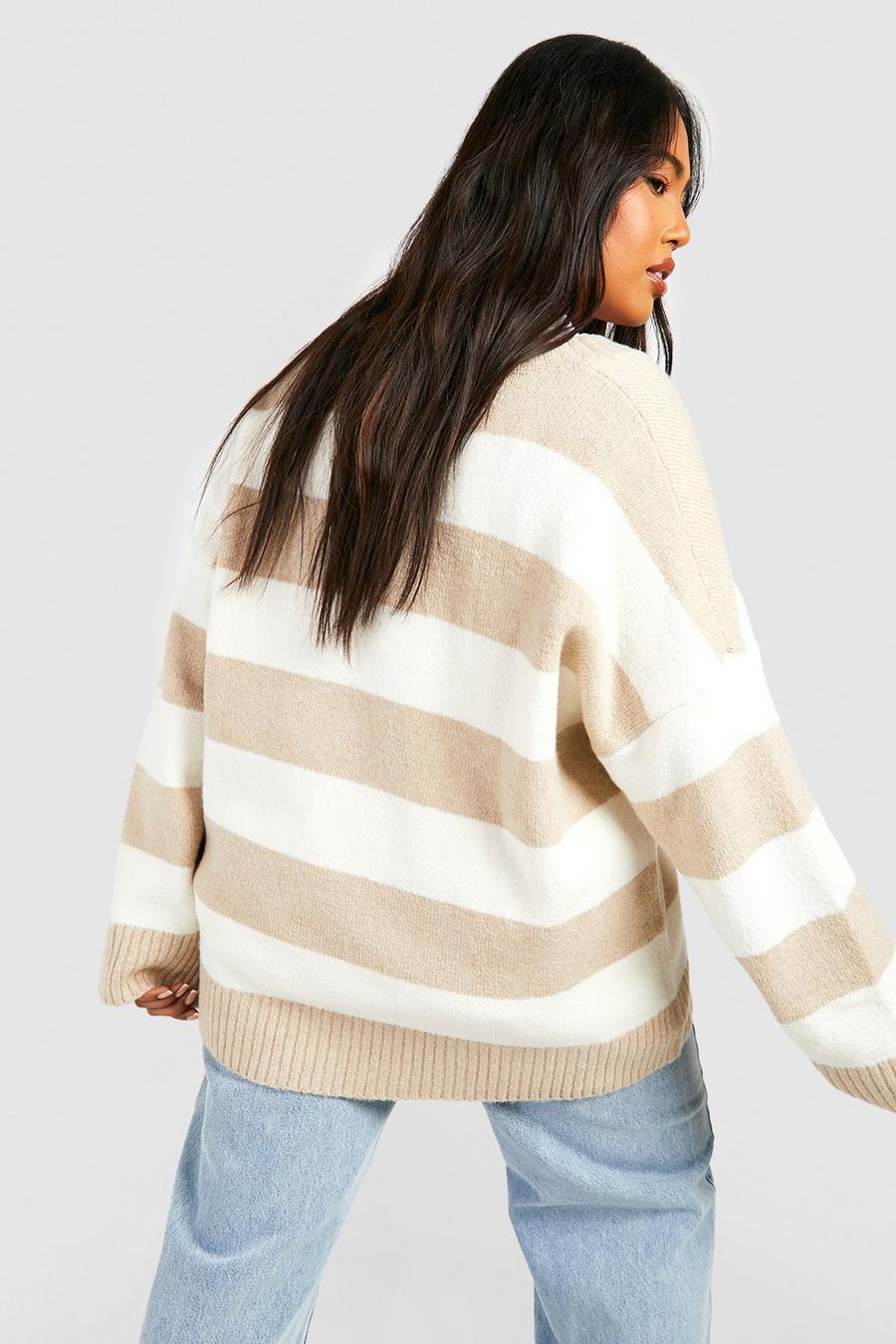 klasyczny sweter oversize paski vneck