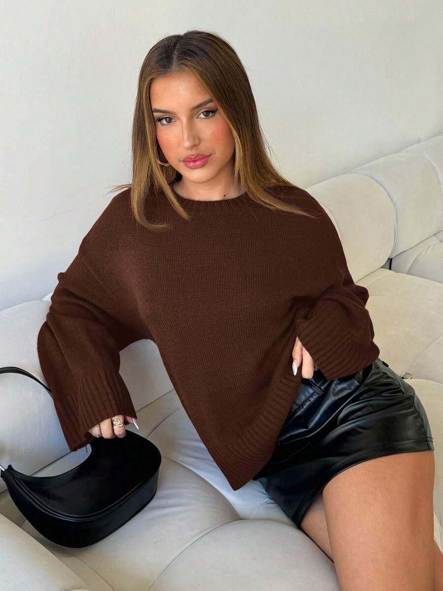 brązowy dzianinowy sweter 